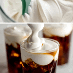 three glasses of iced coffee with cream cheese foam