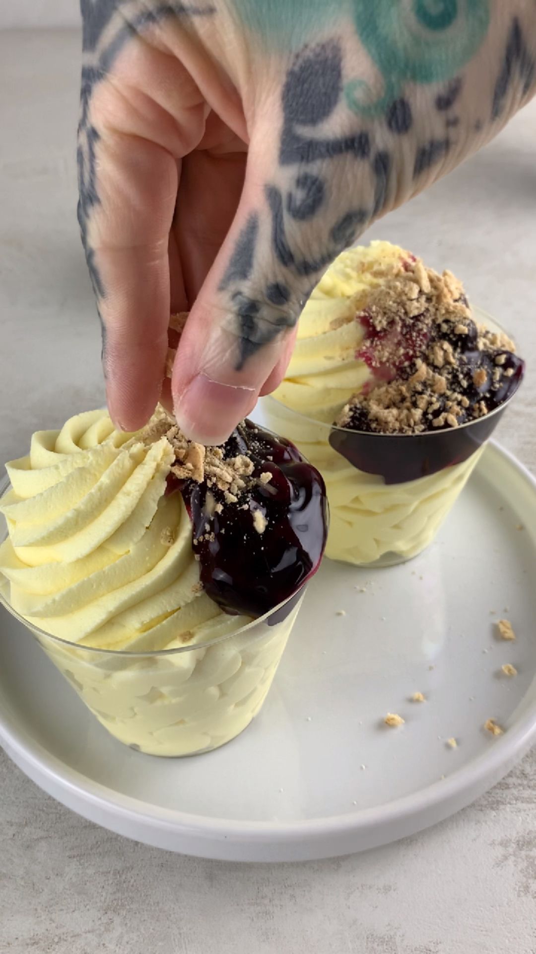 high-protein lemon blueberry fluffy yogurt in a bowl