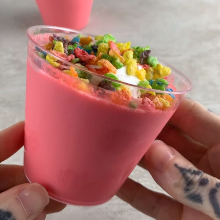 two-ingredient protein jello in cups, bright gelatin dessert (high-protein)